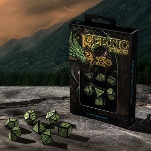 Celtic Dice Set 3D Black/Green Revised (7)